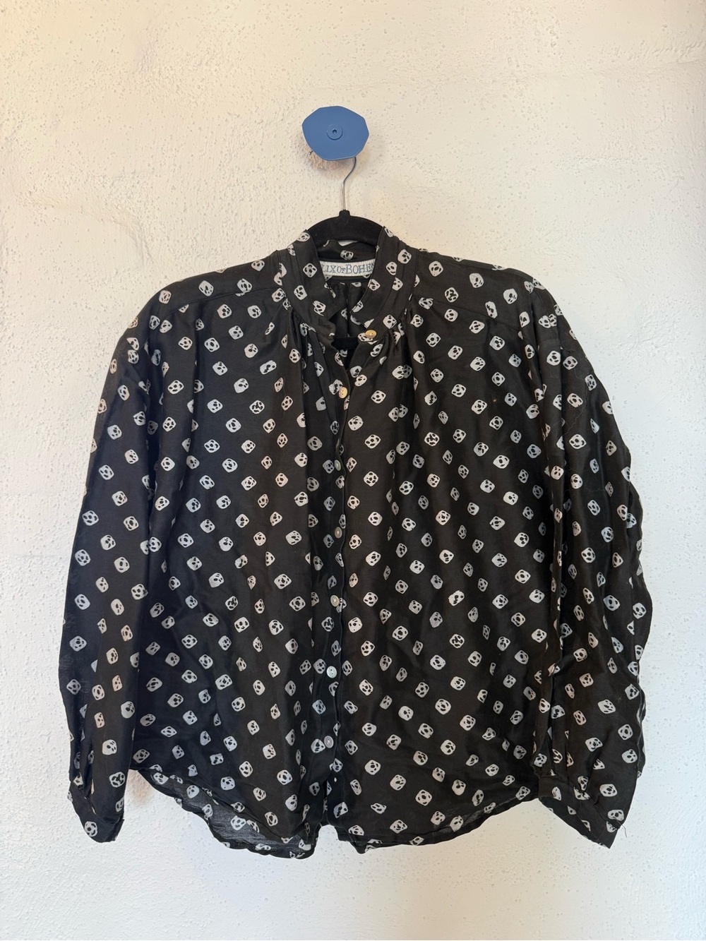 Alix Of Bohemia Black Lightweight Blouse with Block Print